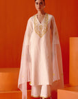 Ivory and Mustard Embroidered Kurta Set