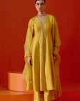 Mustard Embroidered Anarkali Set