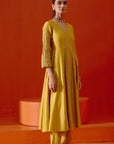 Mustard Embroidered Anarkali Set