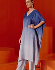 Blue Ombre Mirror Embroidered Kaftan Set