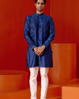 Royal Blue Self Embroidered Chanderi Kurta Set