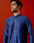 Royal Blue Self Embroidered Chanderi Kurta Set