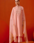 Pink Silk Chanderi Embroidered Kurta Set