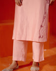 Blush Pink Embroidered Silk Chanderi Kurta Set