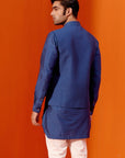 Royal Blue Kurta Set with Pin Tucks Bundi