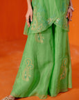 Green Multi Hued Dori Embroidered Sharara Set