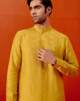 Mustard Embroidered Chanderi Kurta Set