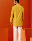 Mustard Embroidered Chanderi Kurta Set