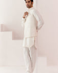 Ivory Kurta Set with Pin Tucks Bundi