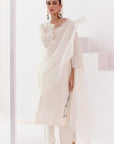 Ivory Embroidered Silk Chanderi Kurta Set