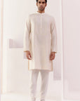 Ivory Self Embroidered Chanderi Kurta Set