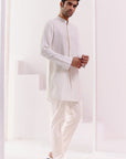 Ivory Cotton Silk Blend Pin Tucks Kurta Set