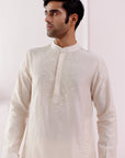 Ivory Embroidered Chanderi Kurta Set