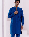 Royal Blue Pin Tucks Detailed Kurta Set