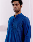 Royal Blue Pin Tucks Detailed Kurta Set