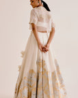 Ivory Silk Chanderi Hand-Painted Skirt and Cape Set