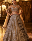 Antique Gold Sequin Lehenga Set