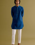 Blue Pintuck Kurta Front