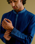 Blue Pintuck Kurta Details