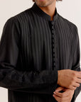 Black mens kurta details