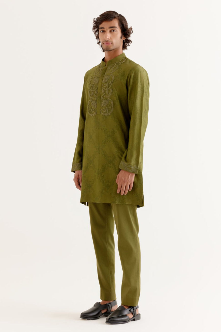 Olive Kurta Front