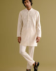 Ivory Block Kurta Set Front