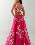 Fuchsia Pink Embroidered Silk Organza Lehenga Set