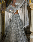 Silver Cut Work Lehenga Set