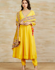 Yellow Tussar Munga Angrakha Set