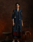 Moon Motifs Embroidery Contrast Double Layered Kurta With Palazzo