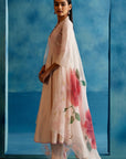 Blush Pink Cotton Silk Blend Hand-Painted Anarkali Set