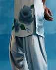 Ice Blue Silk Chanderi Hand-Painted Kurta Set