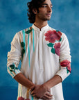 Beige Silk Chanderi Hand-Painted Kurta Set