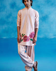 Blush Pink Silk Chanderi Hand-Painted Kurta Set