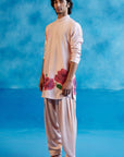 Blush Pink Silk Chanderi Hand-Painted Kurta Set