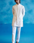 Ivory Silk Chanderi Kurta and Embroidered Bundi Set