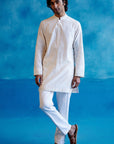 Ivory Silk Chanderi Kurta and Embroidered Bundi Set