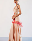 Blush Pink Silk Organza Hand-Painted Embroidered Sharara Set