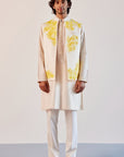 Ivory Silk Chanderi Kurta and Hand-Painted Bundi Set