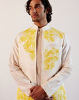 Ivory Silk Chanderi Kurta and Hand-Painted Bundi Set