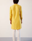 Bright Yellow Silk Chanderi Embroidered Kurta Set