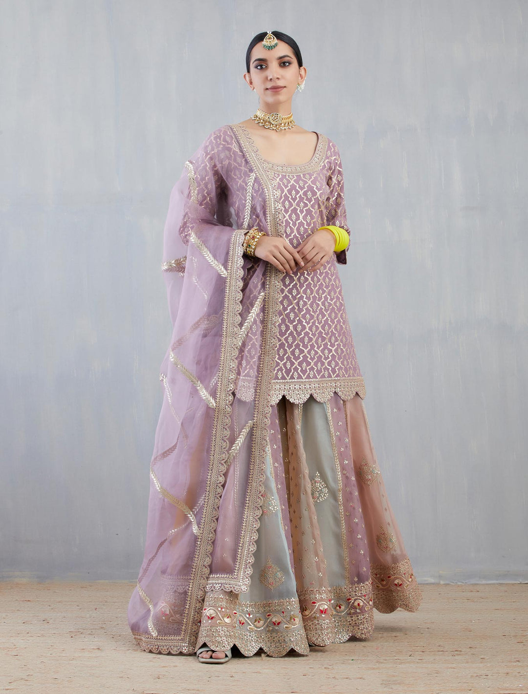 Lavender Organza Sharara Set