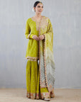 Green With Grey Sharara Set