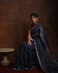 Fascinating & Pristine Midnight Blue Saree & Blouse