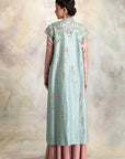 Spectacular Aqua Floral Embroidered Kurta Set