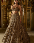 Antique Gold Sequin Lehenga Set