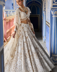 Nude Cream Abstract Lehenga Set