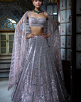 Rose Gold Mirror Work Lehenga Set