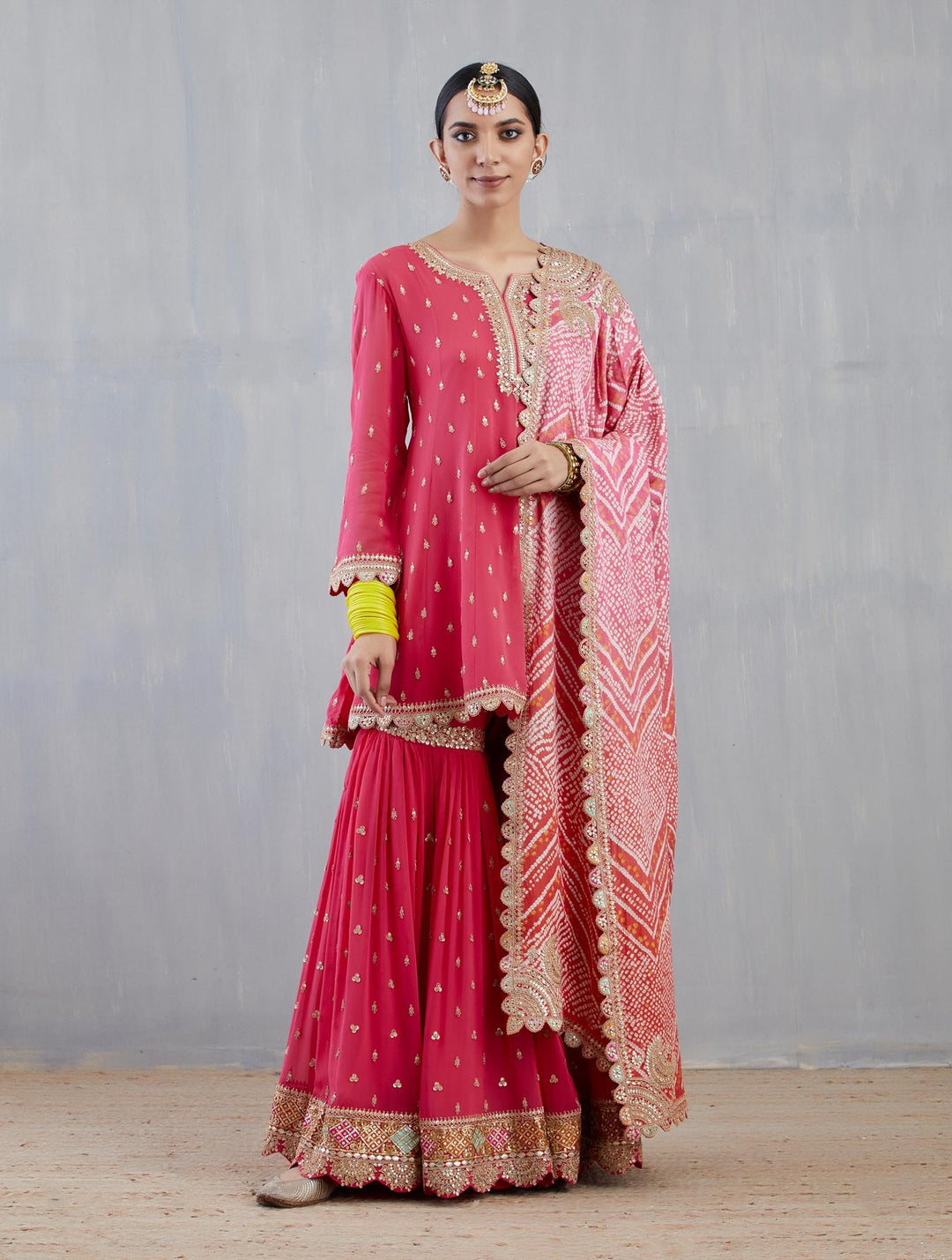 Pink Marori Work Sharara Set