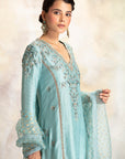 Enticing Aqua Multicolour Floral Embroidered Kurta Set